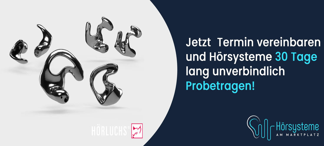 Farbige Titan-Otoplastiken von Hörluchs